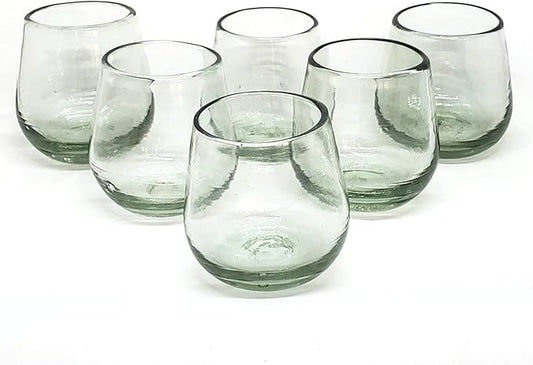 Clear 6 oz Roly Poly Glasses (set of 6), Recycled Glass, Lead-free, Toxin-Free (6 oz Roly Poly)