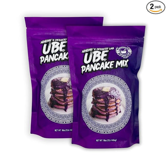 Ninong's Dessert Lab Ube Pancake Mix, Ube Flavored Buttermilk Pancake Mix with Real Ube, Makes Ube Cakes, Waffles, Crepes and more, Just Add Water (2 Pounds)