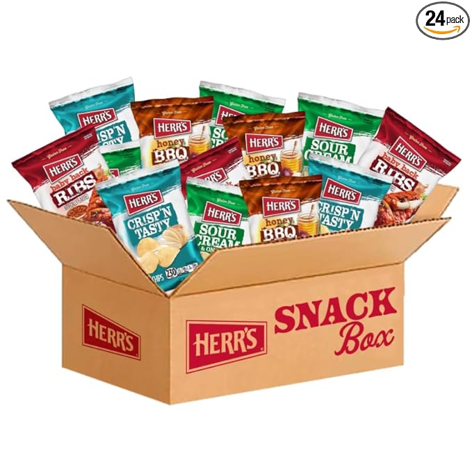Herr's Multipack Chip Box, Assorted Flavors, Bulk Snacks - 1.5 Ounce (Pack of 24 bags)