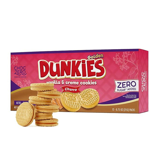 ChocZero Churro Dunkies ??Sugar Free Cinnamon Vanilla Sandwich Cookies, Keto Friendly, Low Net Carb, High Fiber, Gluten Free ??9oz Box