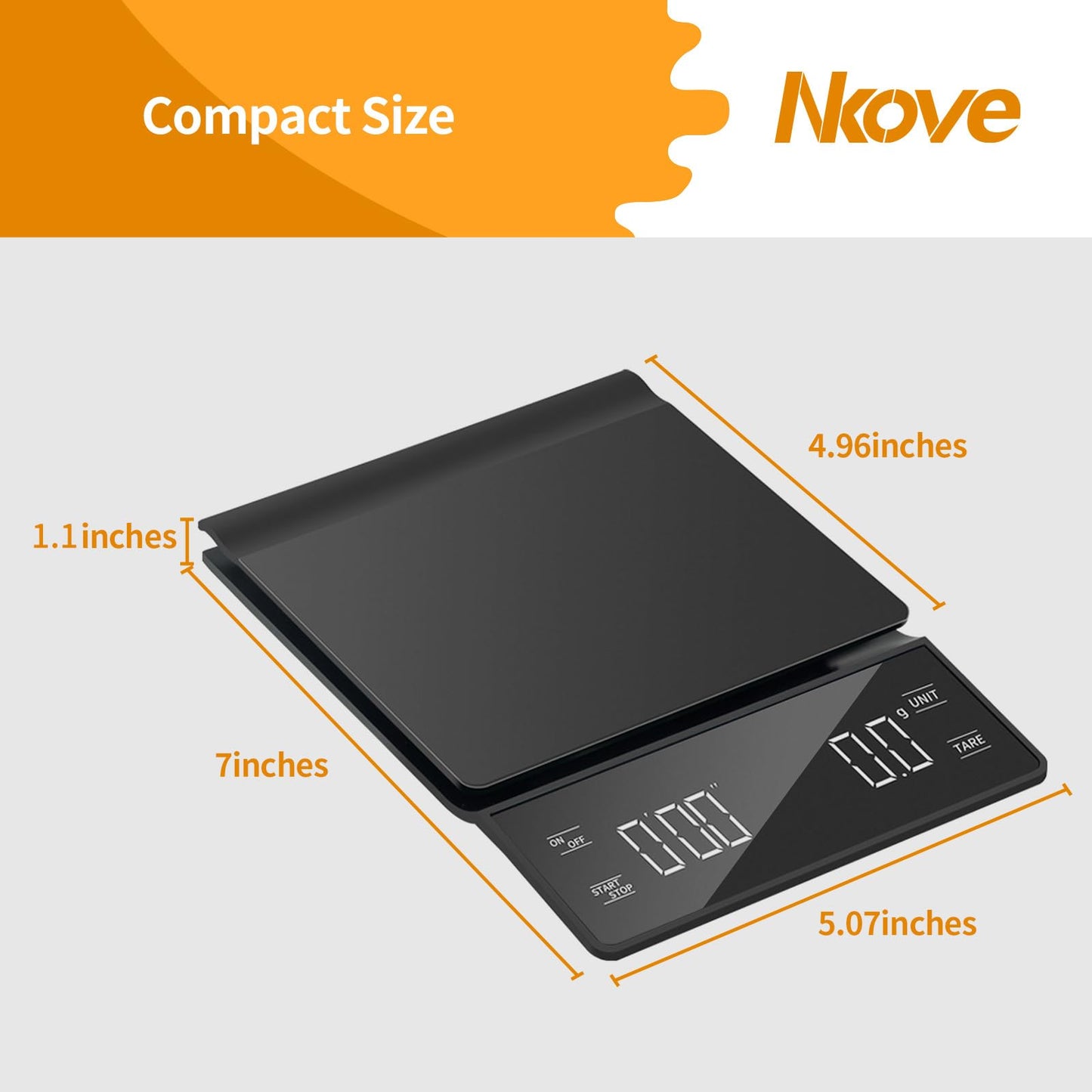 NKOVE Coffee Scale with Timer, 0.1g High Precision Espresso Scale 3kg