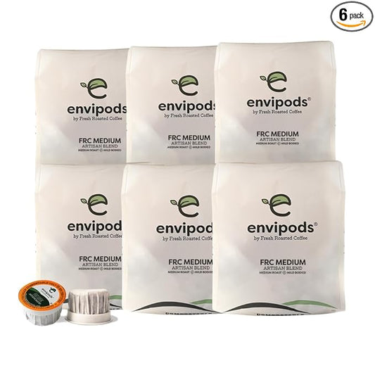 Fresh Roasted Coffee, Compostable envipods, FRC Medium Roast, Kosher, Medium Roast, 72 Count, K-Cup Compatible| Not for use in Ninja or Hamilton Beach Brewers