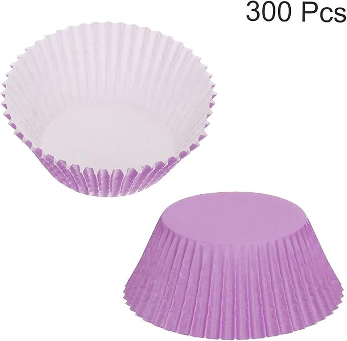 uxcell 300 Pcs Cupcake Liners, Muffins Paper Baking Cups Wrappers Standard Greaseproof for Baking Cupcake Wrapper, Purple
