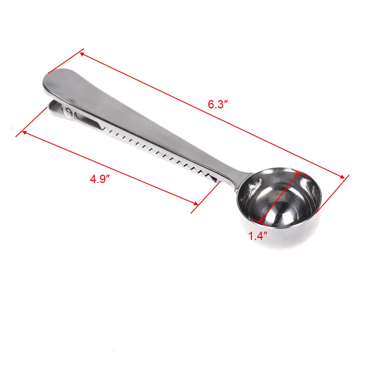 Cosmos 2 Pcs Coffee Scoop Spoon with Bag Clip, Stainless Steel Coffee Measuring Scoop Spoon