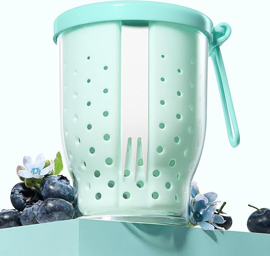 25 Oz Travel Fruit Cups for Car,Fruit Salad Storage Cup with Fork and Lids,Leakproof Reusable Snack Containers,Airtight Food Storage Containers,Reusable for Travel,Party,Office (Blue)