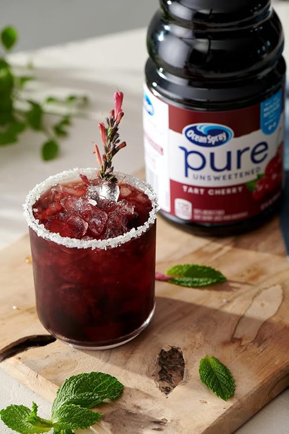 Ocean Spray® Pure Unsweetened Tart Cherry, 100% Tart Cherry Juice, 32 Fl Oz Bottle (Pack of 8)