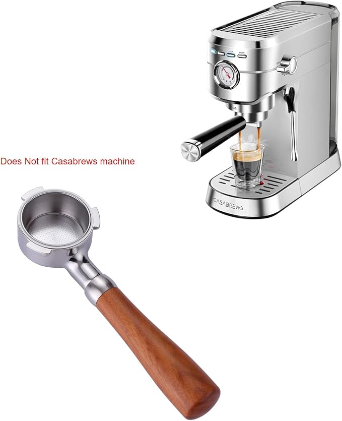 51mm Bottomless Portafilter Fits DeLonghi EC680 and EC685 Espresso Machine Stainless Steel Naked Portafilter Along with Double Shot Filter Basket Coffee Bottomless Handle-Wooden