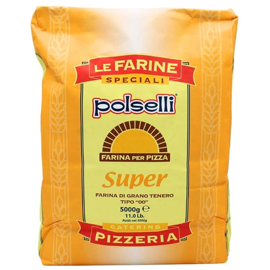 Super, Tipo 00, Double Zero, Type OO, Roman Style Pizza Flour for In Teglia, al Tagio, Pinsa, Pala, W 300+ Formulated for a long 72+ hour fermintation and rise, (5 kg) 11 lbs, Polselli