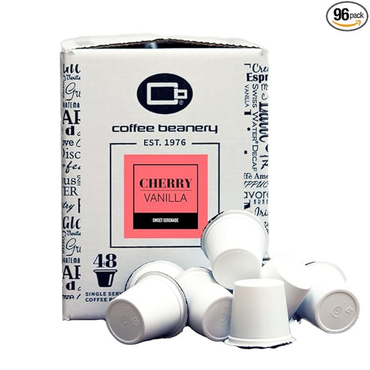 Cherry Vanilla Coffee Pods by Coffee Beanery | 96ct Bulk Flavored Coffee Pods Medium Roast Coffee