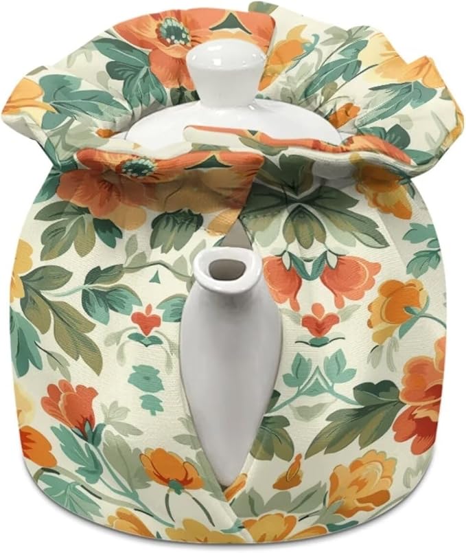 Flower Tea Cozy for Teapot Kettle Dust Cover Large Tea Cosy Insulation and Keep Warm Portable Easy to Clean Kettle Protective Suitable for Kitchens Hotels or Cafes