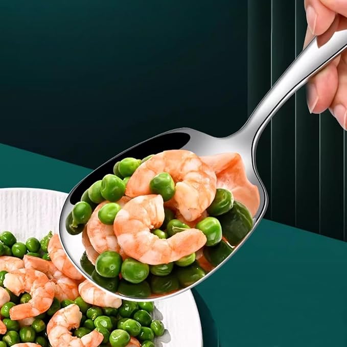 X-Large Buffet Serving Spoon,Heavy Duty Square head 9.5X2.8 inches 316L Stainless Steel Serving Spoon Pack of 1,Silver