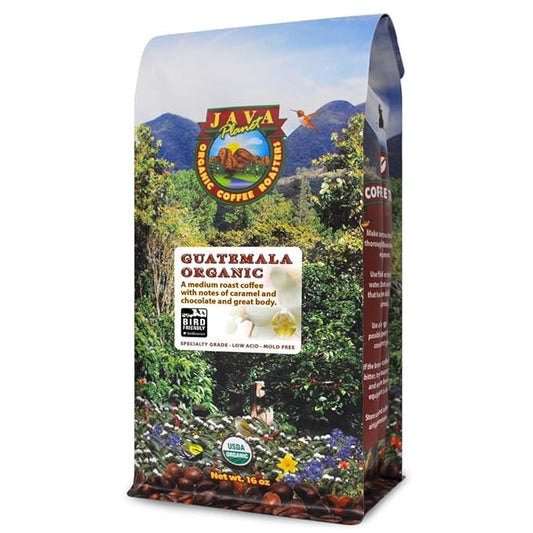 Low Acid Organic Coffee ??Whole Bean, Mold-Free & Stomach Friendly by Java Planet, Guatemalan Single Origin Coffee, Medium Roast, Smooth Full Flavored, Smithsonian Bird Friendly, 1LB Bag