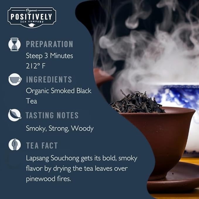 Organic Positively Tea Company, Lapsang Souchong Black Tea, Loose Leaf, 16 Ounce
