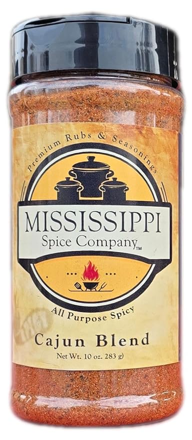 Mississippi Spice Company Premium Rubs and Seasonings, Cajun Blend, All Purpose Spicy Seasoning, 10 oz