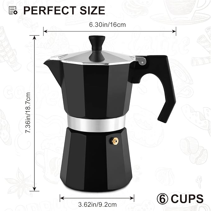 wedrink Stovetop Espresso Maker Aluminum Moka Pot 6 Cups Cuban Coffee Maker Stovetop Coffee Maker Moka Italian Espresso