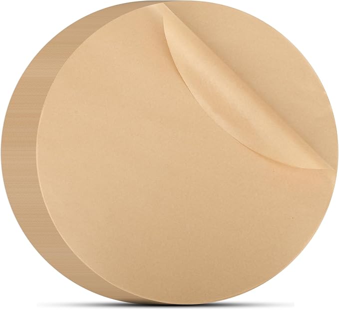 Beasea Air Fryer Round Liners 12 Inch, 200pcs Air Fryer Parchment Paper Unbleached Disposable Fryer Filter Paper Non-perforated Parchment Bamboo Steamer Papers for Air Fryer and Steaming Basket