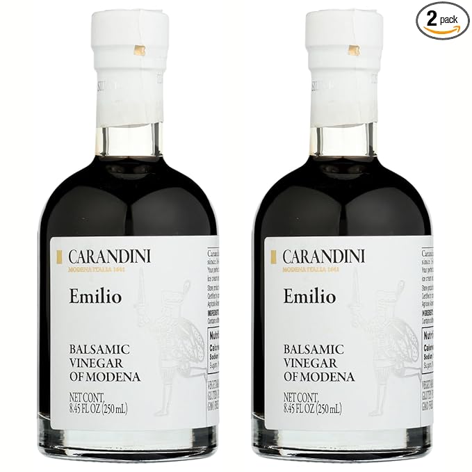 Carandini Emilio Silver Balsamic Vinegar of Modena PGI Premium Italian Vinegars | Made in Italy - 8.45 fl oz (2 Bottles)