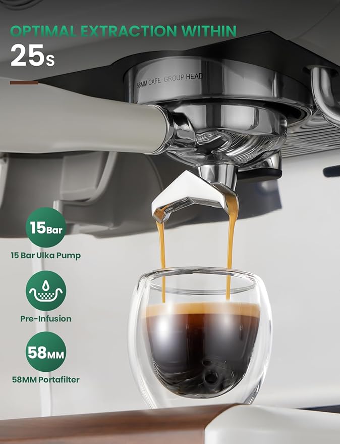 Espresso Machine with Grinder, Multifunctional Espresso Machine with Powerful Milk Frother 58MM Cafì±?Level Espresso Coffee Machine 15 Bar Cappuccino & Latte Machine for Home Stainless Steel