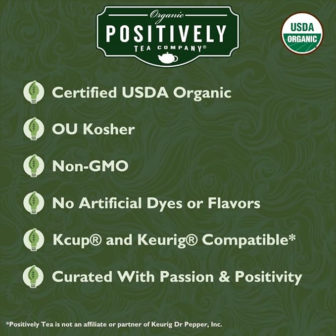 Organic Positively Tea Company, Mango Green Tea, K-Cup Compatible, 24 Pods