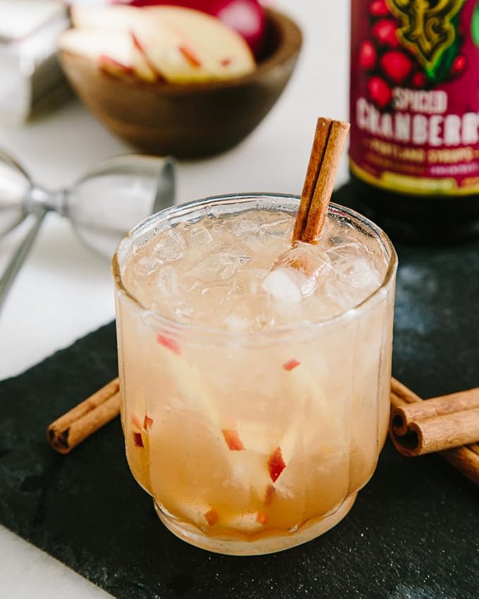 Portland Syrups Spiced Cranberry Syrup - Drink Mixer for Crafting Cocktails, Mocktails, & Seasonal Beverages - Flavor Enhancer for Soda, Punch, and Mulled Drinks - 12 oz Bottle, 24 Servings, Pack of 1