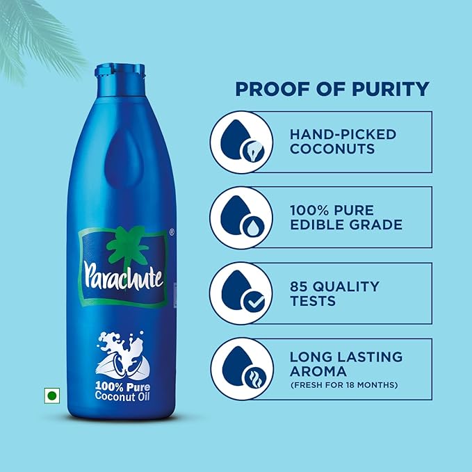 Parachute 100% Pure Coconut Hair Oil - 1 Litre (31 ounce)