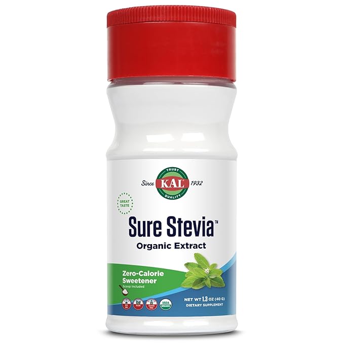 KAL Sure Stevia Extract, Organic Stevia Powder, Low Carb, Zero Calorie Sweetener, Keto Friendly