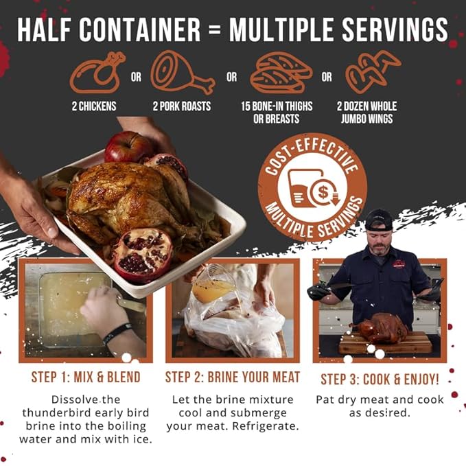 Lane's Thunderbird Early Bird Turkey Brine Mix, All-Natural Chicken Brine Seasoning for Marinating Meat & Chicken Brine Mix & Turkey, 13.5 Oz