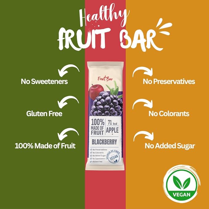 Fruit Snacks Bar by Chaylak, Fruit Leather Variety Pack, 100% Natural, No Sugar Added, Gluten-Free, Vegan, Healthy On-the-Go Snack for Adults & Kids ??Assorted Real Fruit Flavors, Bulk 0.70 oz x 25