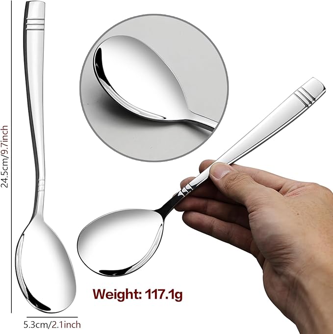 Obstnny 6 Pieces Stainless Steel Buffet Serving Spoons, Serving Spoons for Restaurant, Banquet, Party