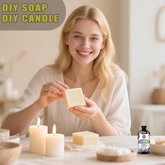 Lavender Essential Oil (4 oz/120 ml) ??Lavender Oils for Aromatherapy, diffusers, humidifiers, Home fragrances, DIY Skincare, soap Making, DIY Candle Making, Relaxation, Yoga, and Meditation