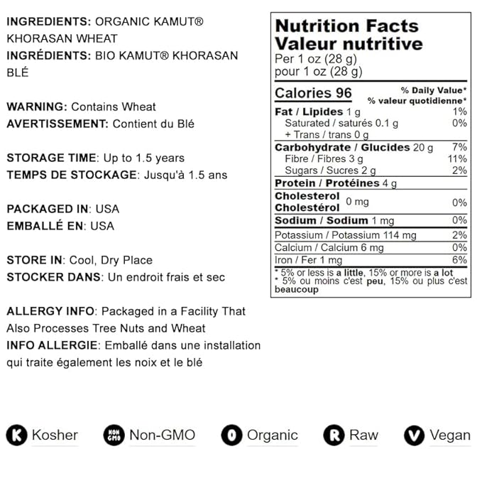 Food to Live Organic KAMUT Khorasan Wheat Flour, 2 Pounds ??Stone Ground Powder, 100% Whole Grain Meal, Non-GMO, Kosher, Bulk