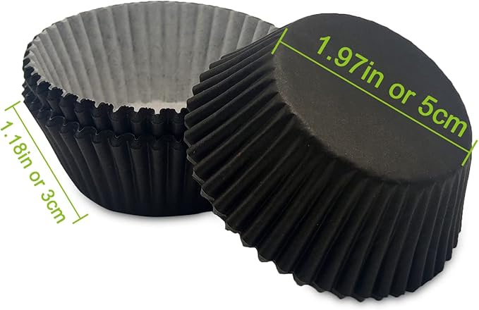 Standard Baking Cups, Classic Black Greaseproof Festive Cupcake Liners, 150-count