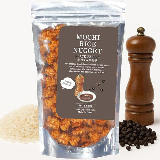 Mochi Rice Nuggets ??Black Pepper Soy Flavor, Spicy Japanese Rice Crackers, 140g (4.9oz) NON-GMO Additive-free japanese snacks Crispy rice snacks, Japanese food