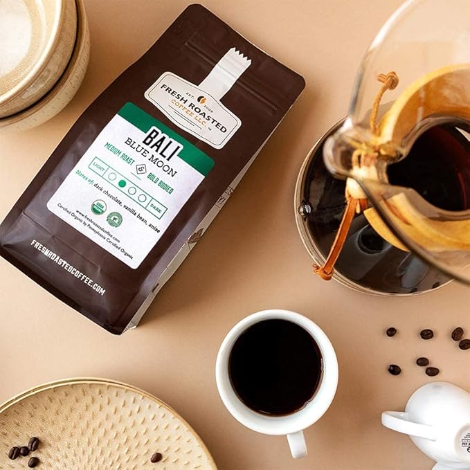 Fresh Roasted Coffee, Organic Bali Blue Moon | USDA Organic, Kosher | Medium Roast 2 lb (32 oz) Whole Bean