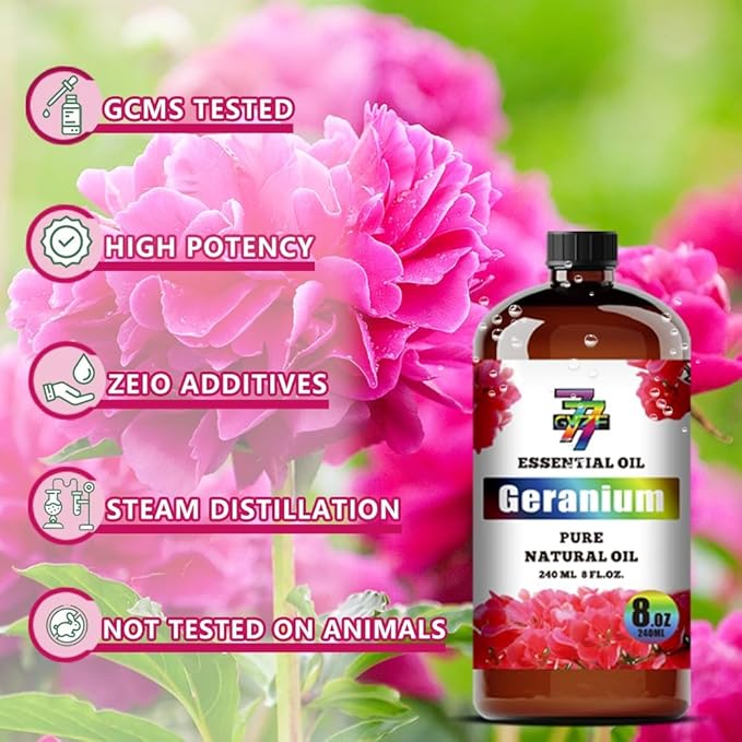 Geranium Essential Oil (8 oz / 240 ml) ??Geranium Oils for diffusers, humidifiers, Home Baths, Cleaning Products, Yoga, DIY Soaps and DIY Scented Candles