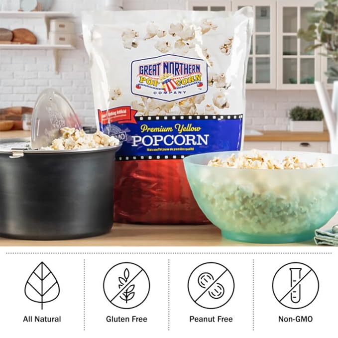 Premium Yellow Popcorn Kernels - 12.5lbs Resealable Bag of Gourmet Bulk Popping Corn for Microwave, Stovetop, and Machines by Great Northern Popcorn