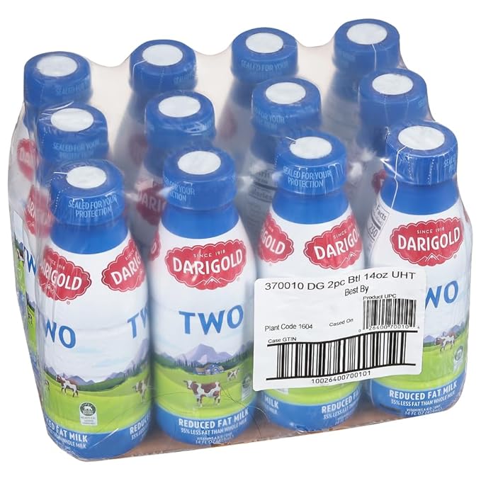 Darigold Milk 2 Percent, Reduced Fat Shelf Stable Milk with 12 Essential Nutrients, 15g Protein, rsBT Free - 14oz, 12 Pack (Two Percent)