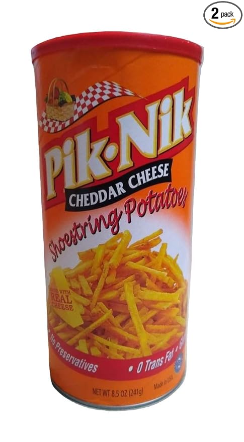 Pik Nik Cheddar Cheese Shoestring Potatoes, 8.5 oz 2 Pack