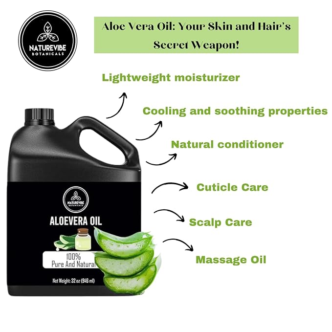 Naturevibe Botanicals Aloevera Oil 32 Ounces | 100% Pure and Natural | Great for Skin Care and Hair