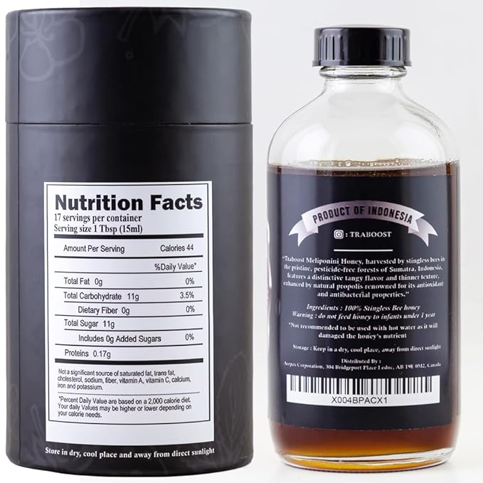 Traboost Stinglees Bee Honey from Sumatra Indonesia DARK | 250 ML