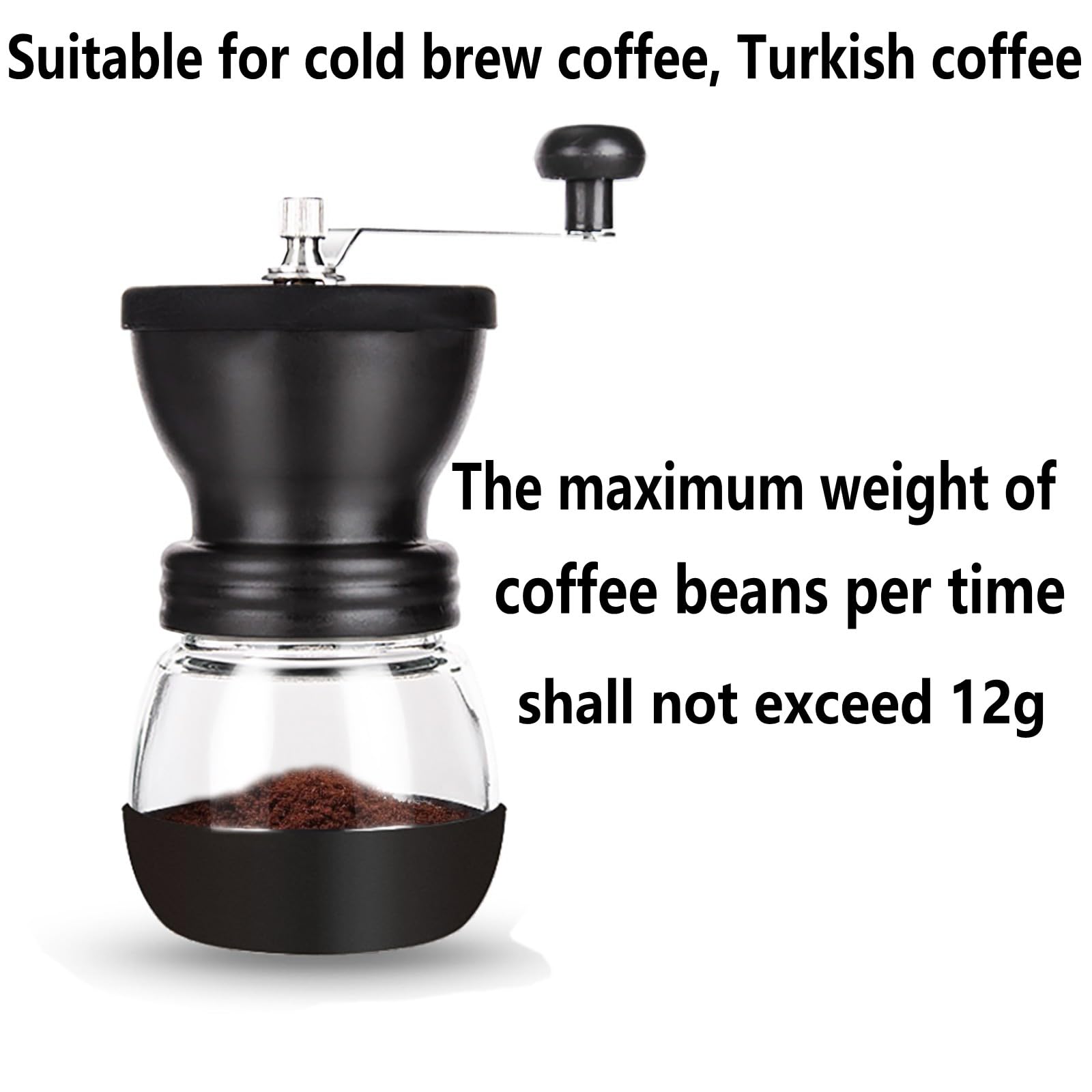 PARACITY Manual Coffee Grinder, Ceramic Burr, 2 Glass Jars, 11oz per Jar