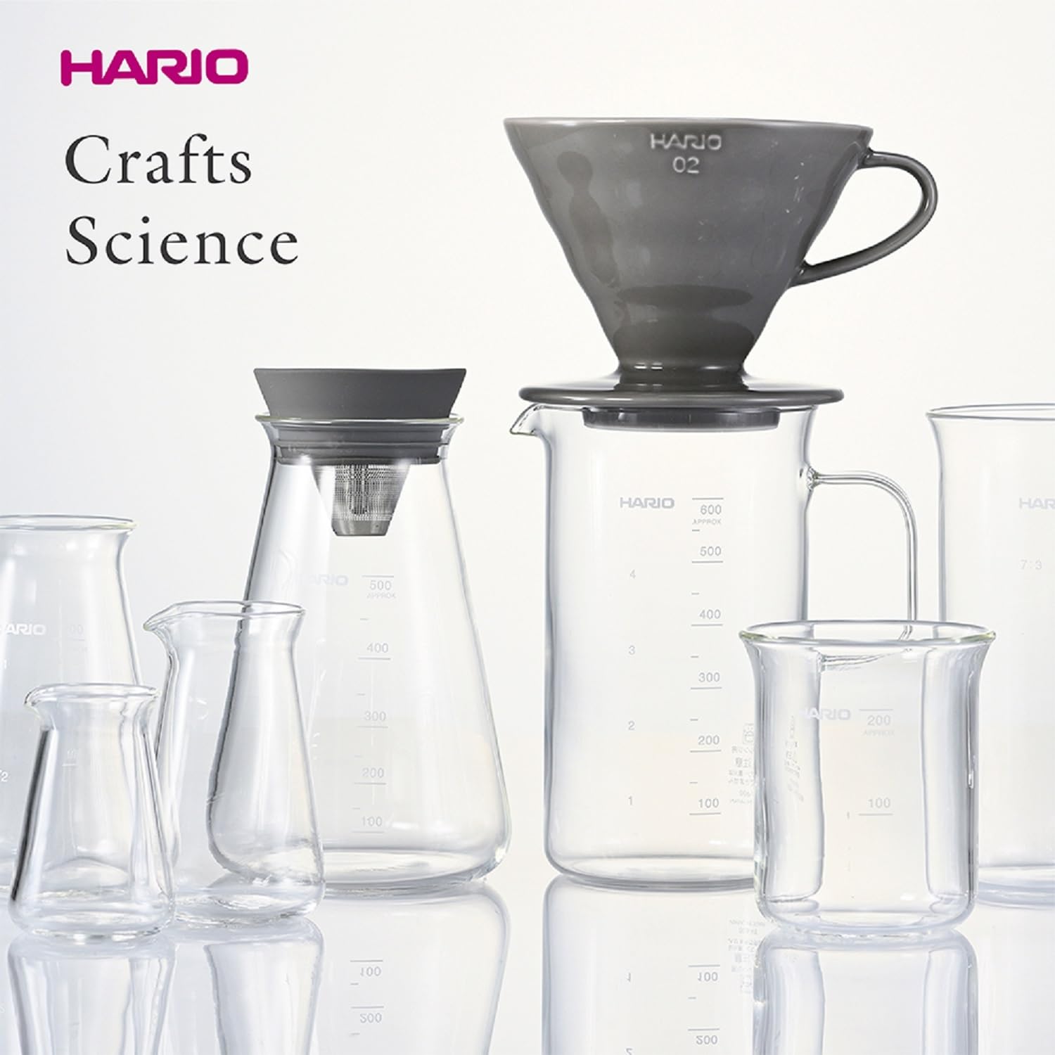 HARIO BVD-3012-GR Beaker Server & Dripper Set, Practical Capacity: 20.3 fl oz (600 ml), For 1-4