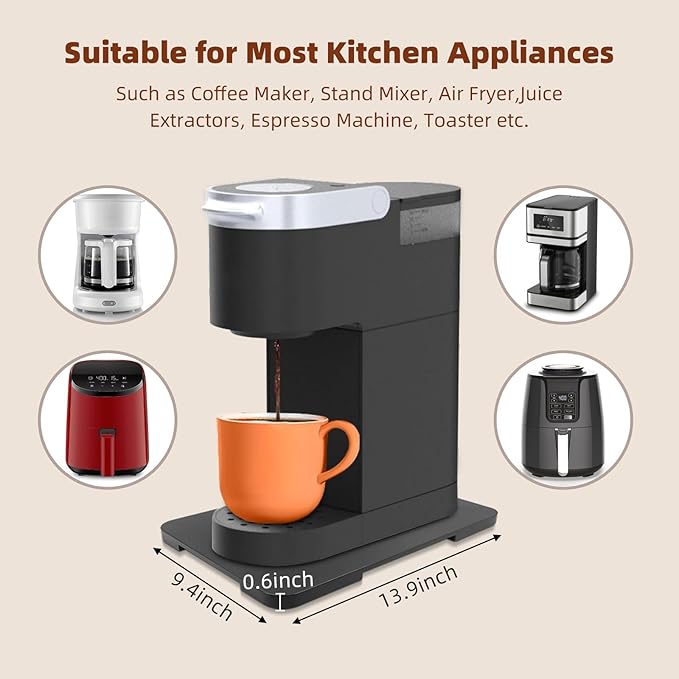 360째 Rolling Tray Bamboo Appliance Slider, Appliance Sliders for Kitchen Appliances Sliding Tray for Coffee Maker Appliances Mat Easily from Under The Cabinet Black(13.9"횞9.4")