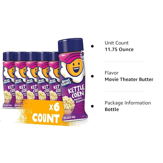 Kernel Season's Popcorn Seasoning, Kettle Corn, 3 Ounce (Pack of 6)