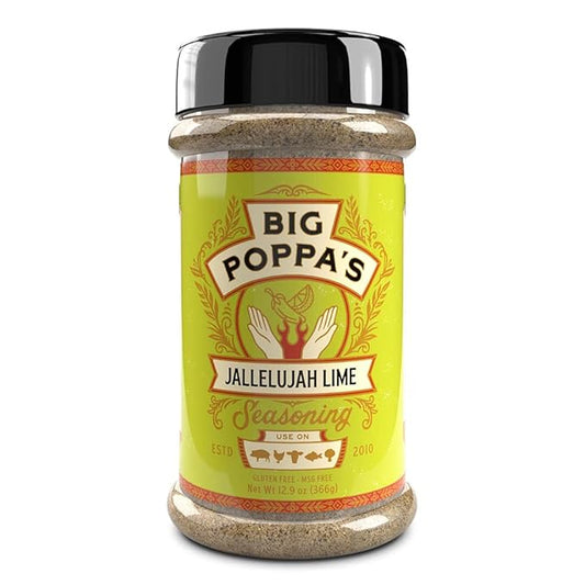 Big Poppa’s Jallelujah Lime Seasoning Salt – Bold Lime & Jalapeño Citrus Spice Blend for Tacos, Chicken, Shrimp & Cocktails – Flavor-Packed Seasoning for Grilling, Roasting & Backyard BBQ (12.9 Oz)