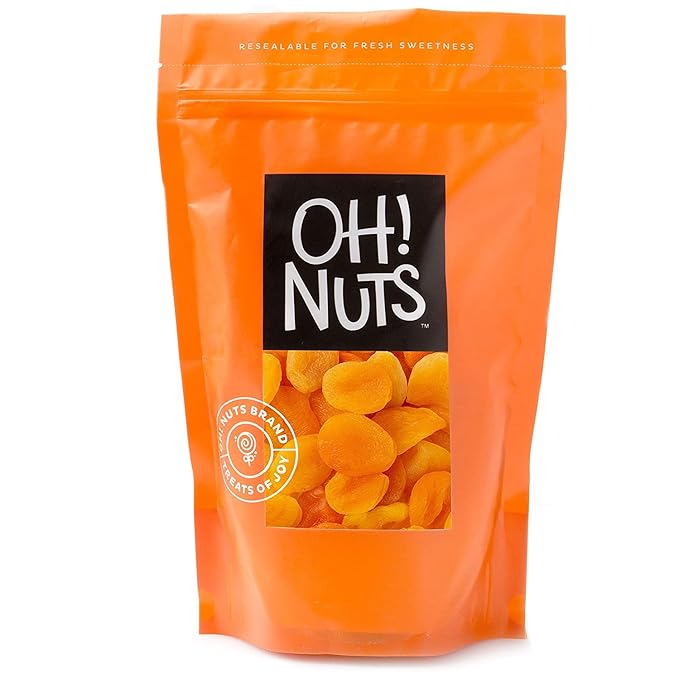Oh! Nuts Dried Apricots Turkish - 1 lb - Dried Fruit - No Sugar Added - Dehydrated Fruit Bites - Packed in New York Zip-Seal Bag for Exceptional Freshness