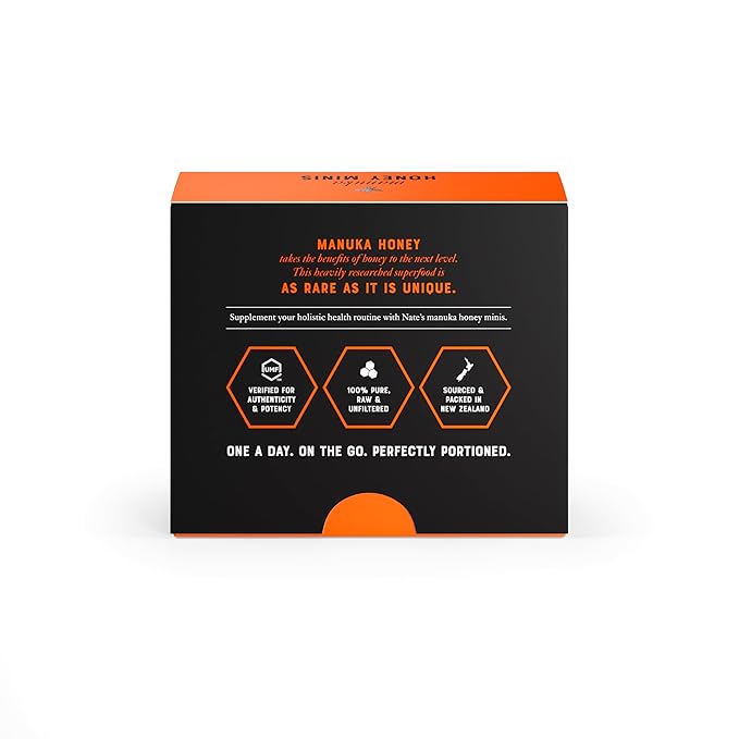 Nate's Manuka Honey Minis - 10 count Single-serve, Pure Manuka Honey - MGO 83+ | UMF 5+ Certified - 10 Single-Serve Packets for On-the-Go Daily Wellness