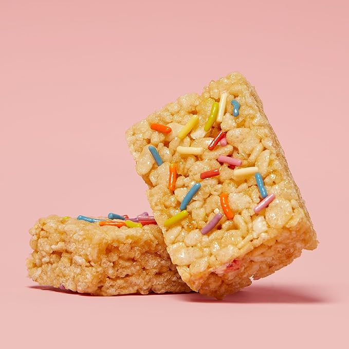 Skinny Crispy Birthday Cake Rice Treats ??Low Sugar (4g), Vegan, Gluten-Free, Dairy-Free, Non-GMO, Top 9 Allergen-Free, Healthy Snack Bars, 15 Count