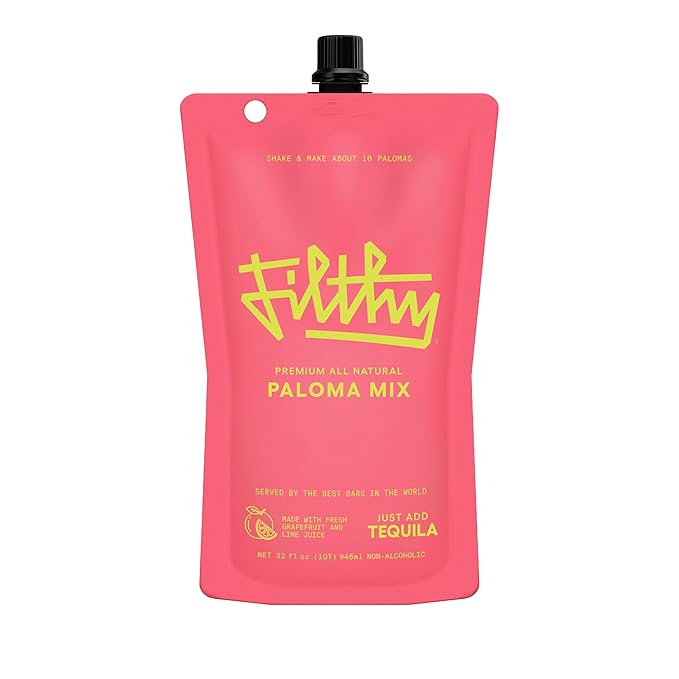Filthy Paloma Mix, Premium Cocktail Mixer, All-Natural, Non-GMO, Vegan & Gluten-Free, Made with Fresh Ruby Red Texas Grapefruit & Florida Lime Juice, Organic Agave Nectar, 32 Oz Pouch