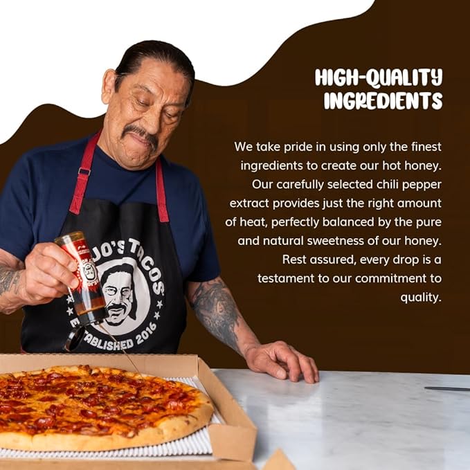 Trejo's Tacos Hot Honey | Sweet and Spicy Honey Hot Sauce | Infused with Chili Pepper Extract | Great for Topping or Dipping Sauce for Oatmeal, Ice-Cream, Fried Chicken & Bbq - Pure and Gluten Free | Authentic Creation by Trejo's Tacos - Pack of 6